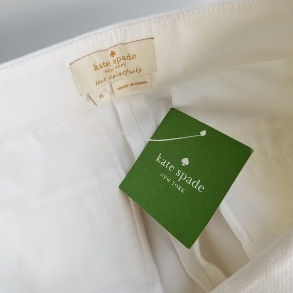New KATE SPADE White Straight Leg Cropped Pants. - Picture 6 of 6